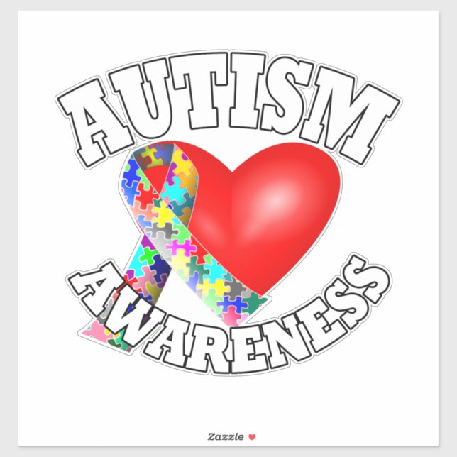 Autism Awareness Ribbon heart (Sheet)