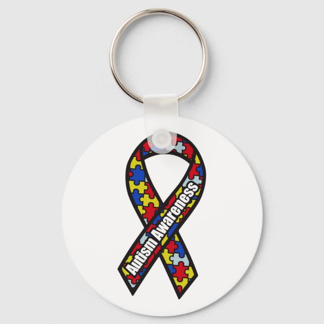 Autism Awareness Ribbon Key Ring (Front)