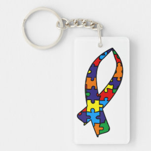 Autism Awareness Ribbon Key Ring