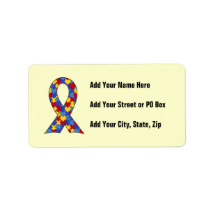 Autism Awareness Ribbon Label