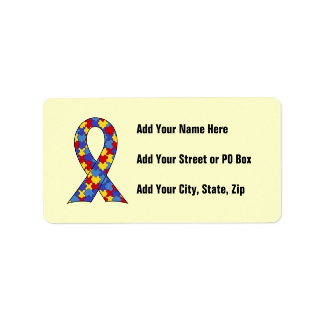 Autism Awareness  Ribbon Label (Front)