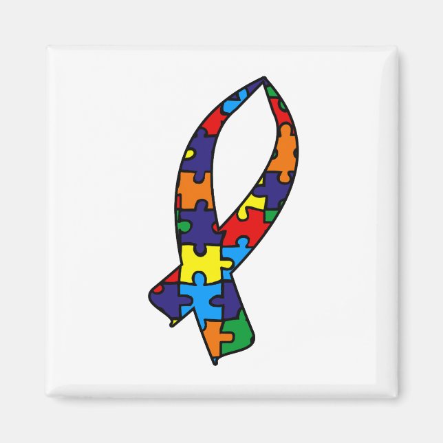 Autism Awareness Ribbon Magnet (Front)