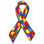 Autism Awareness Ribbon Pin Photo Sculpture Badge<br><div class="desc">A graphic design of a Autism Awareness Ribbon on a pin.</div>