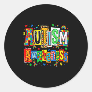 Autism awareness ribbon puzzle autism support classic round sticker
