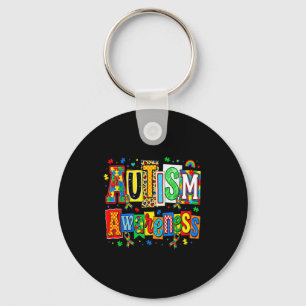 Autism awareness ribbon puzzle autism support key ring