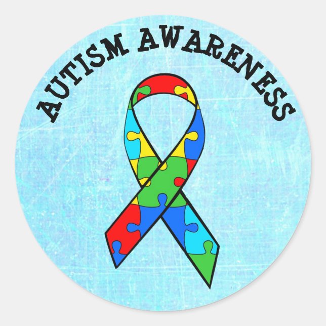 Autism Awareness Ribbon Puzzle Stickers (Front)