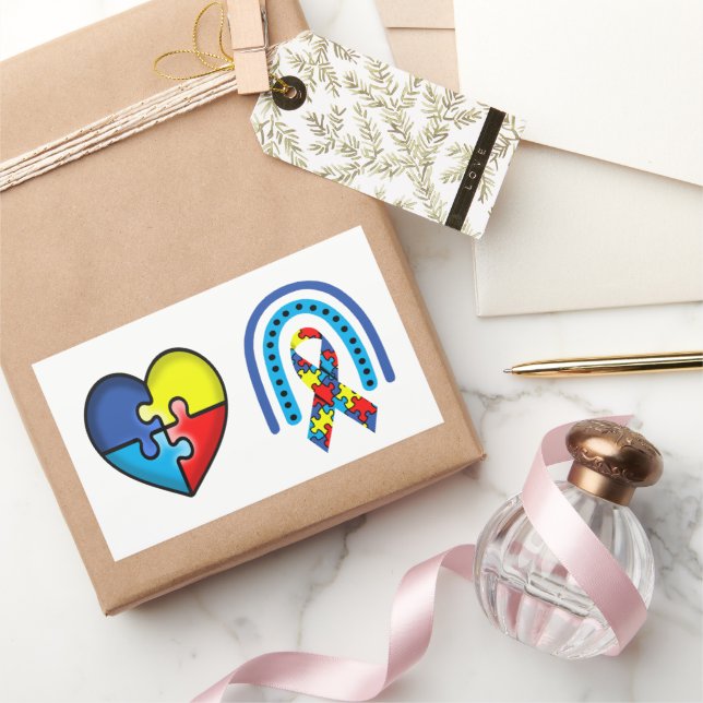 Autism Awareness Ribbon Rectangular Sticker (Gifting)