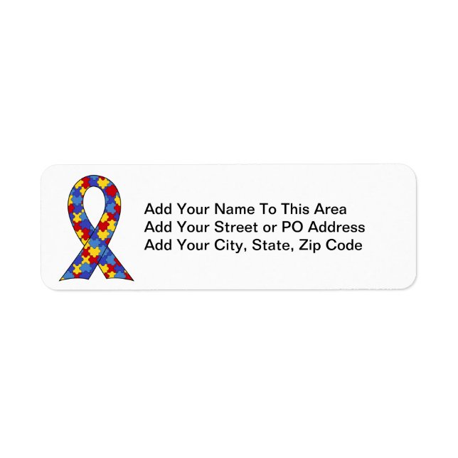 Autism Awareness  Ribbon Return Address Label (Front)