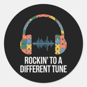 Autism Awareness Rocking To A Different Tune Autis Classic Round Sticker