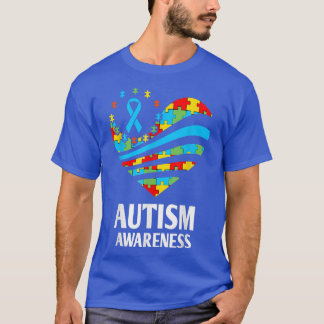 Autism Awareness s Women Heart Support Autistic Ki T-Shirt