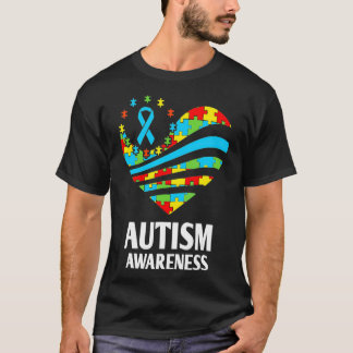 Autism Awareness s Women Heart Support Autistic Ki T-Shirt