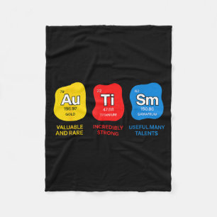 Autism awareness science periodic table elements fleece blanket