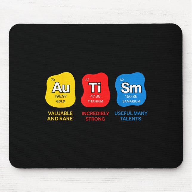 Autism awareness science periodic table elements mouse pad (Front)