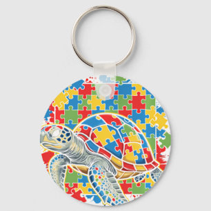 Autism Awareness Sea Turtle Puzzle Autisti Key Ring