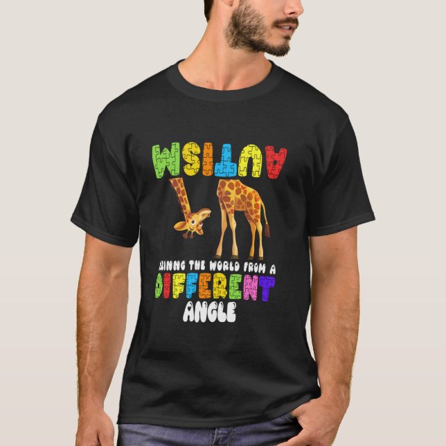 Autism Awareness Seeing the Giraffe World View Lon T-Shirt (Front)