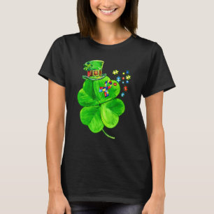 Autism Awareness Shamrock St Patrick's Day Puzzle  T-Shirt