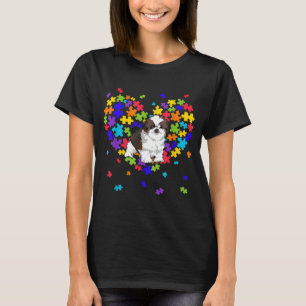 Autism Awareness Shih Tzu Cute Heart Dog Dad Mum T-Shirt