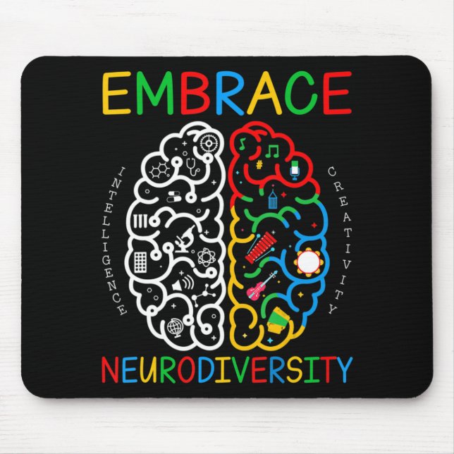 Autism Awareness Shirt Embrace Neurodiversity ADHD Mouse Pad (Front)