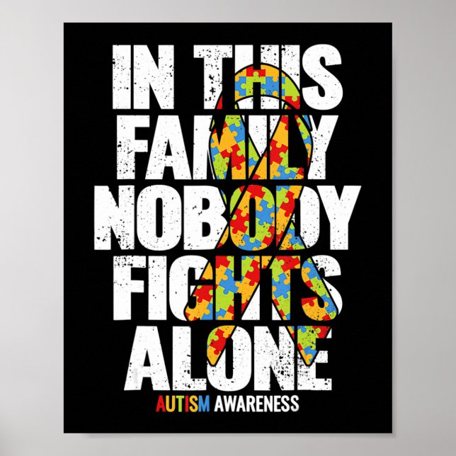 Autism Awareness Shirt Family Support Mum Autism A Poster (Front)