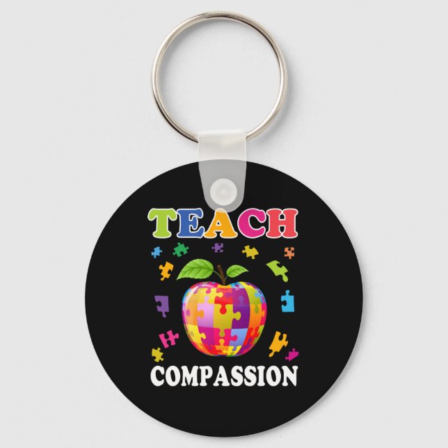 Autism Awareness Shirt For Teacher Teach Compassio Key Ring (Front)