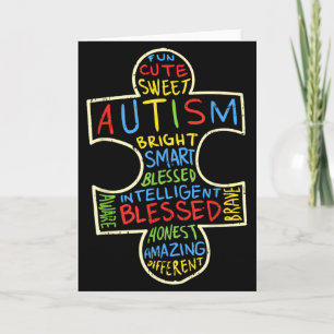 Autism Awareness Shirt Puzzle Piece Words Autistic Card