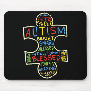 Autism Awareness Shirt Puzzle Piece Words Autistic Mouse Pad