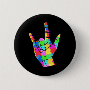 Autism Awareness Sign Language Gifts Asl Love 6 Cm Round Badge
