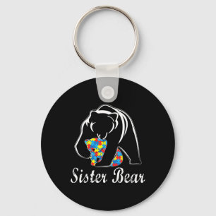 Autism Awareness Sister Bear Support Autistic Adul Key Ring