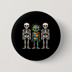 Autism Awareness Skeleton 6 Cm Round Badge