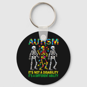 Autism Awareness Skeleton Dancing Autistic Kids Aw Key Ring