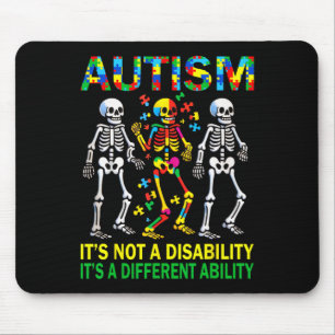 Autism Awareness Skeleton Dancing Autistic Kids Aw Mouse Pad