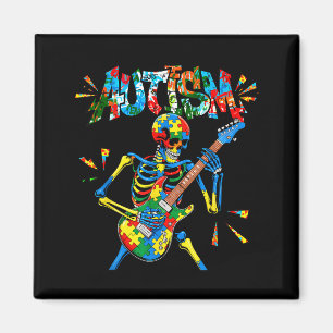 Autism Awareness Skeleton Guitar Player Funny Men Magnet