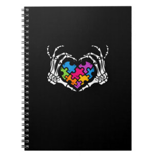 Autism Awareness Skeleton Heart Puzzle Piece Notebook
