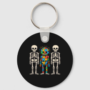 Autism Awareness Skeleton Key Ring