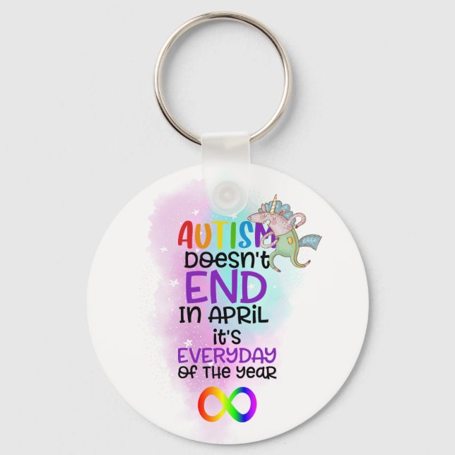 Autism Awareness Slogan April - Neurodiversity Key Ring (Front)