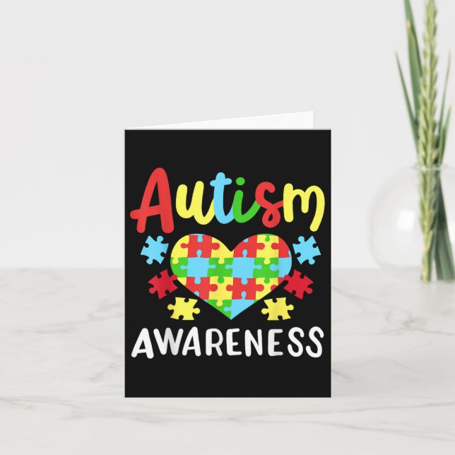 Autism Awareness , Small, Black  Card (Front)