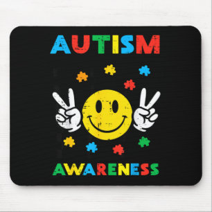Autism Awareness Smile Peace Retro ASD Groovy Men Mouse Pad