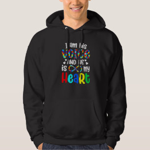 Autism Awareness Son Boys Kids I Am His Voice He I Hoodie