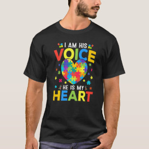 Autism Awareness Son Boys Kids I Am His Voice He I T-Shirt