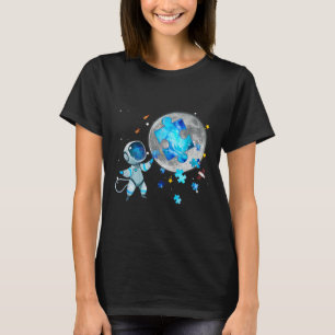 Autism Awareness Space Stars Astronaut On The Moon T-Shirt