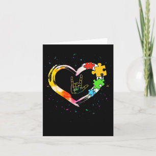 Autism Awareness Special Ed Teacher Asl Sign Langu Card