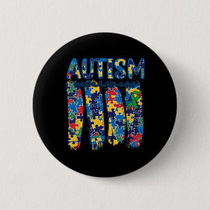 Autism Awareness Spectrum Brushstroke Puzzle Piece 6 Cm Round Badge