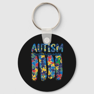 Autism Awareness Spectrum Brushstroke Puzzle Piece Key Ring