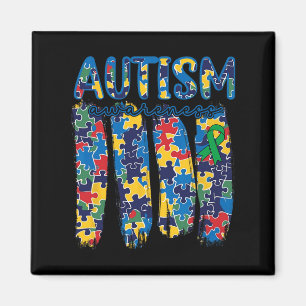 Autism Awareness Spectrum Brushstroke Puzzle Piece Magnet