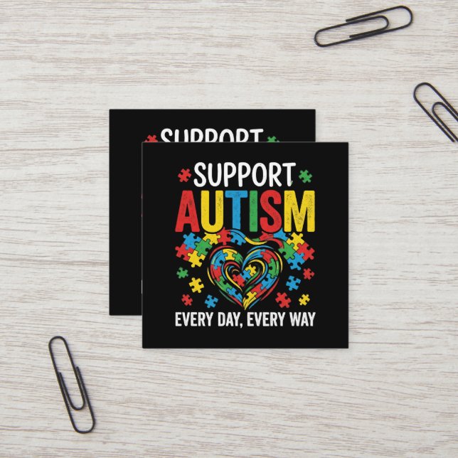 Autism awareness square business card (Front/Back In Situ)