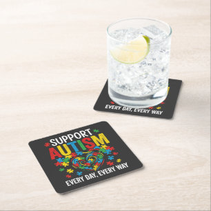 Autism awareness square paper coaster