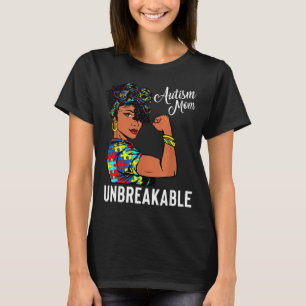 Autism Awareness Strong Mom Afro Mother Black Wome T-Shirt