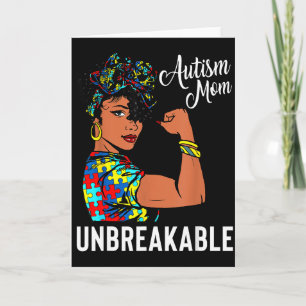 Autism Awareness Strong Mum Afro Mother Black Wome Card