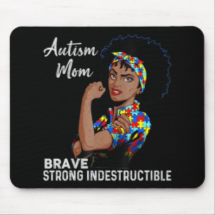 Autism Awareness Strong Mum Afro Mother Black Wome Mouse Pad