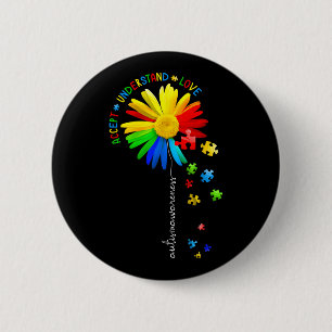 Autism Awareness Sunflower Accept Understand Love 6 Cm Round Badge